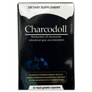 CHARCODOLL FOR GUT BLOATING ( CHARCOAL + GINGER ROOT TXTRACT ) DIETARY SUPPLEMENT 30 HARD GELATIN CAPSULES